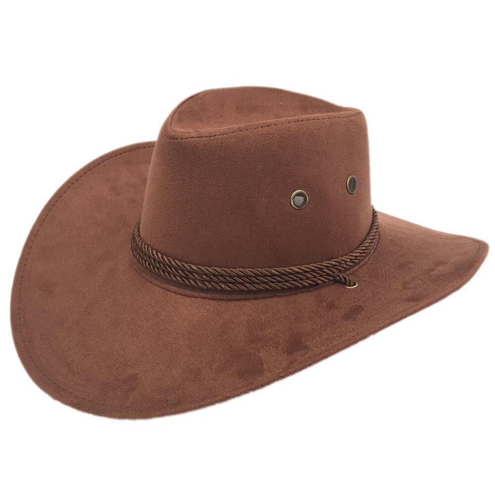 4939 Outback Faux Felt Wide Brim Western Cowboy Hat Coffee